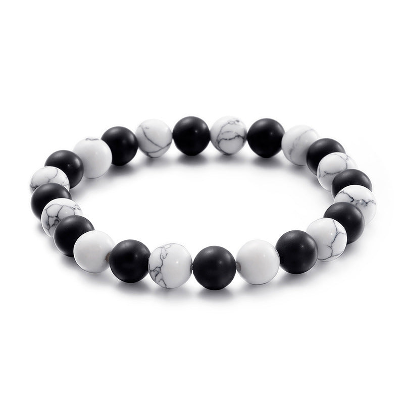 Planderful Everyday Genie 8mm Matte Black Frosted Agate Turquoise Unisex Bracelet for Men
