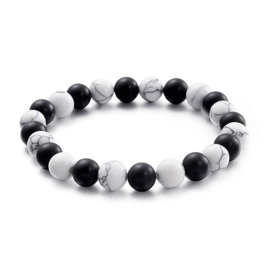 Planderful Everyday Genie 8mm Matte Black Frosted Agate Turquoise Unisex Bracelet for Men