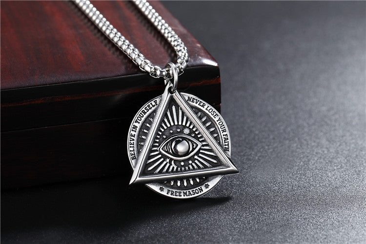 Planderful Devil Eye Pendant Necklace Titanium Steel Unisex Protection Statement For Men And Women