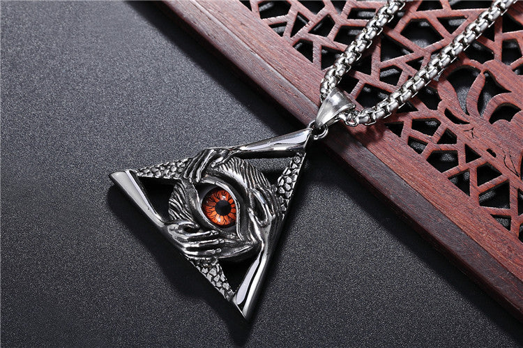Triangular Eye Masonic Pendant Titanium Steel Unisex Necklace For Men Protection Symbol Planderful