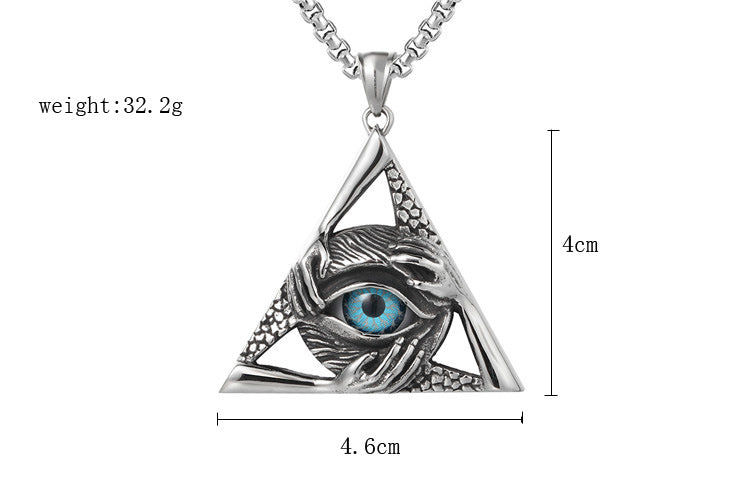 Triangular Eye Masonic Pendant Titanium Steel Unisex Necklace For Men Protection Symbol Planderful