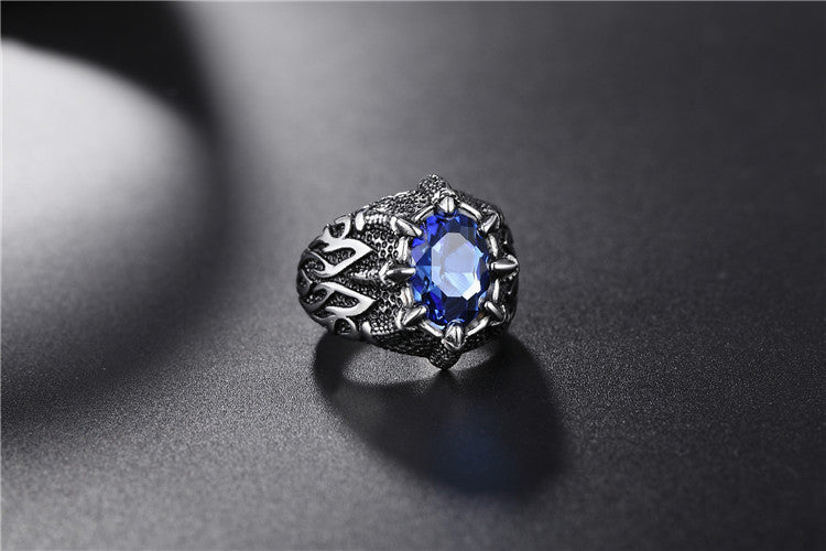 Planderful Dragon Claw Zircon Ring Unisex Steel Titanium Protection Jewelry For Everyday Wear