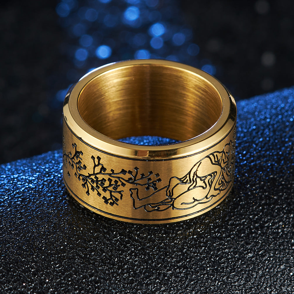 Matte Spring Design Stainless Steel Ring