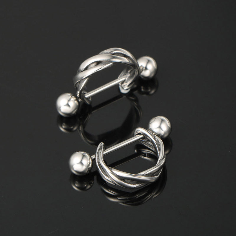 Unisex Twist Titanium Steel Earrings - Rock-Inspired Rivet Design for Bold Statement