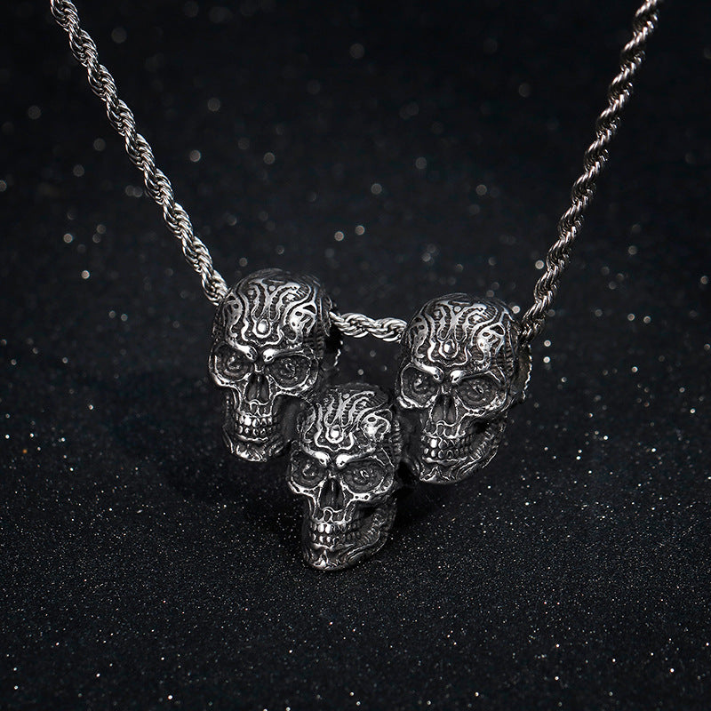 Skull Pendant Necklace with Titanium Steel Chain for Stylish Men