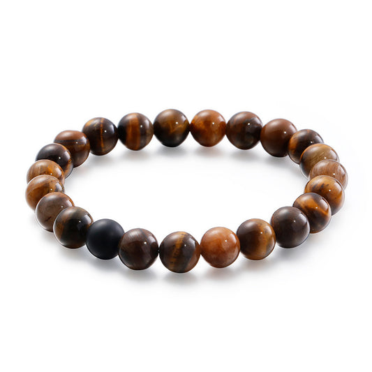 Frosted Black Agate and Yellow Tiger's Eye Unisex Bracelet - Original Brand Jewelry for Men and Women