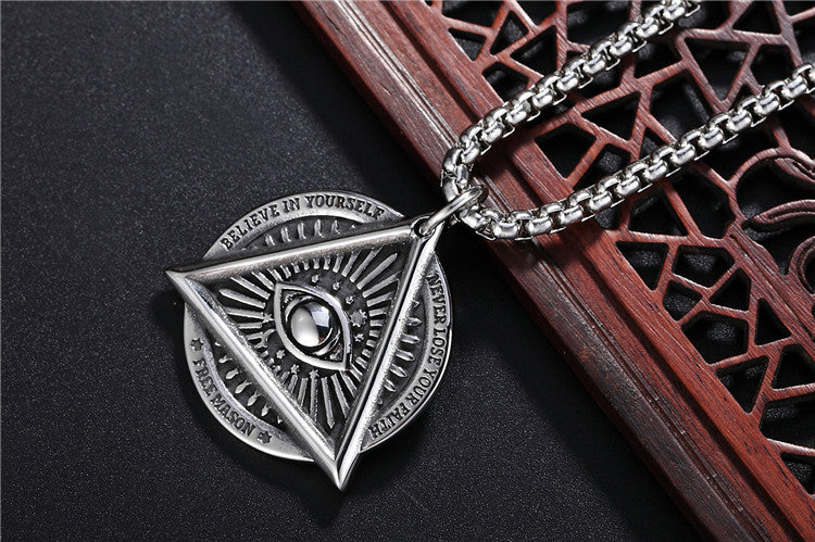 Planderful Devil Eye Pendant Necklace Titanium Steel Unisex Protection Statement For Men And Women