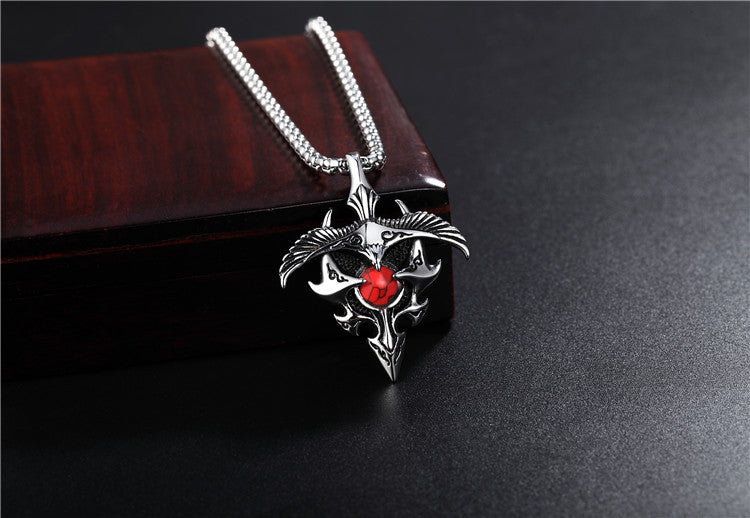 Planderful Gothic Eagle Turquoise Pendant Titanium Steel Unisex Necklace For Men Women Protection Charm