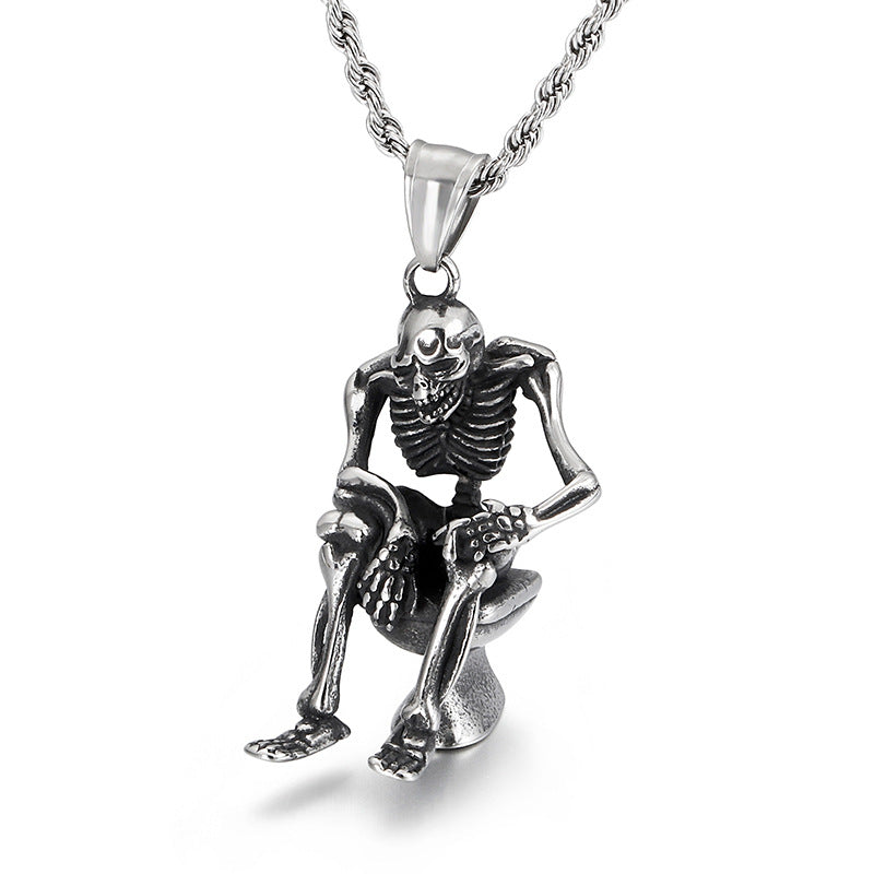 Skull Charm Stainless Steel Pendant for Men with a European Flair