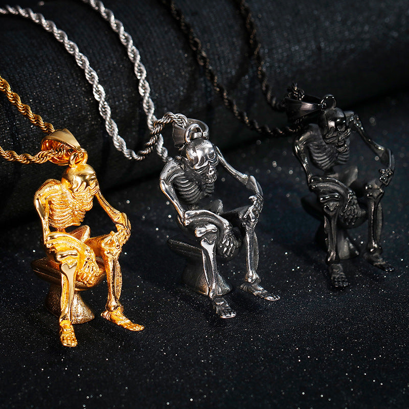 Skull Charm Stainless Steel Pendant for Men with a European Flair