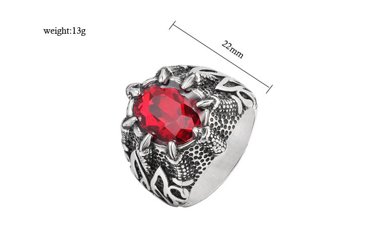 Planderful Dragon Claw Zircon Ring Unisex Steel Titanium Protection Jewelry For Everyday Wear