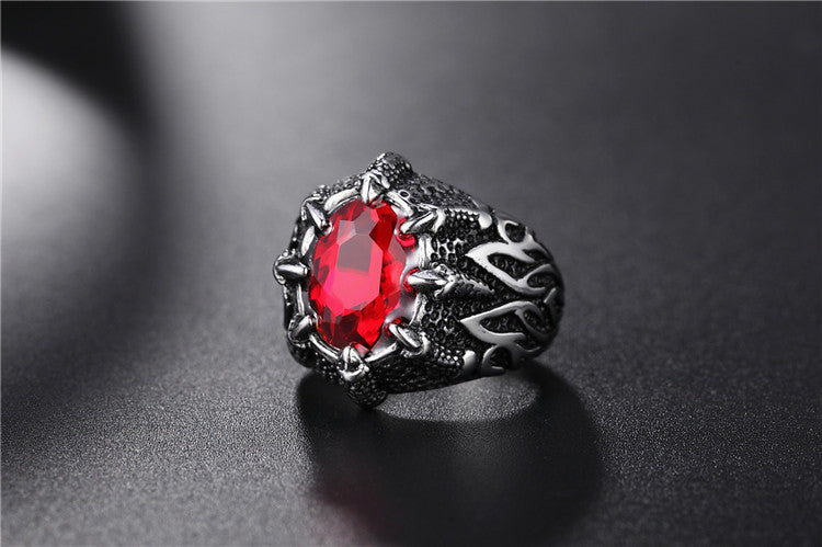 Planderful Dragon Claw Zircon Ring Unisex Steel Titanium Protection Jewelry For Everyday Wear