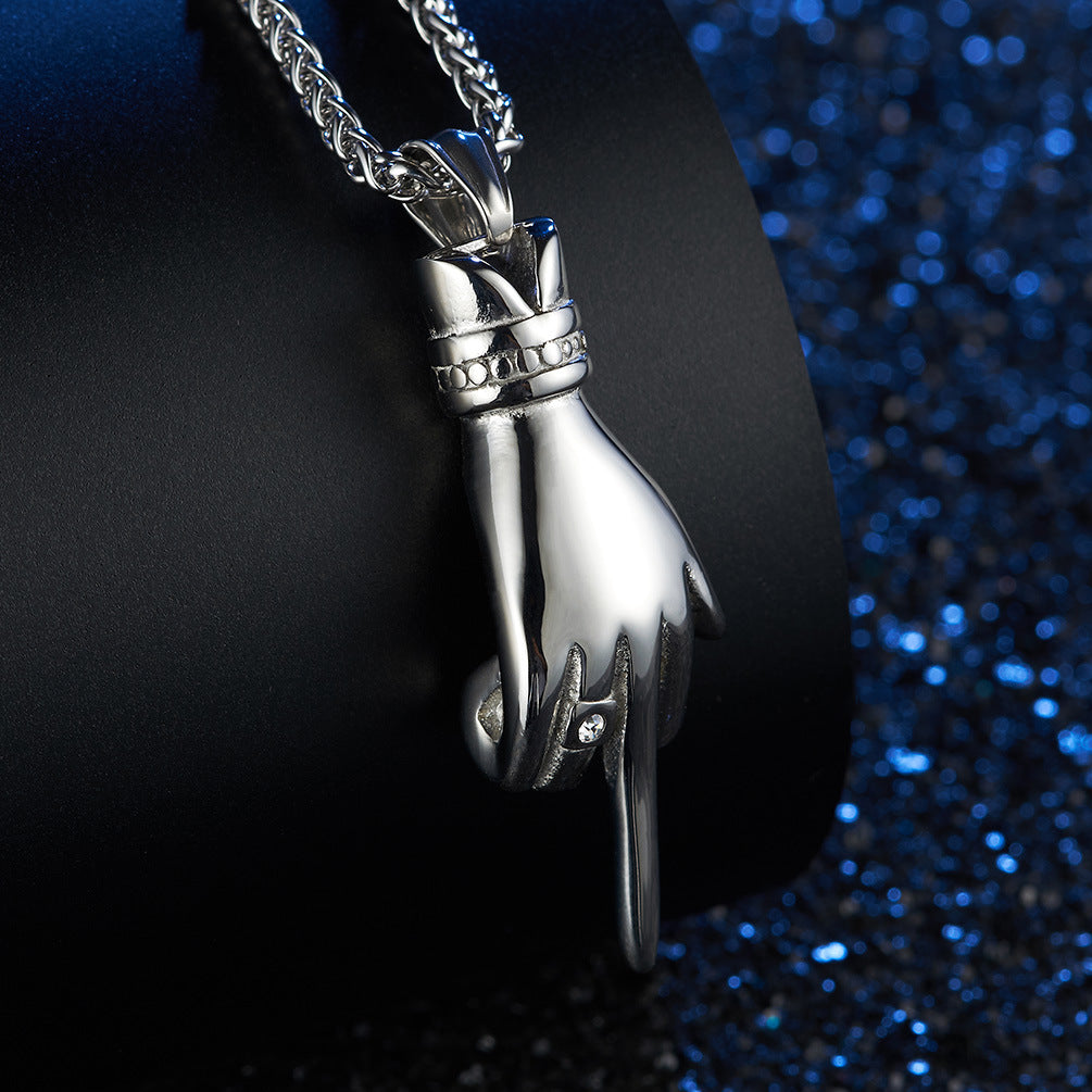 Hip-Hop Rap Vertical Middle Finger Stainless Steel Pendant
