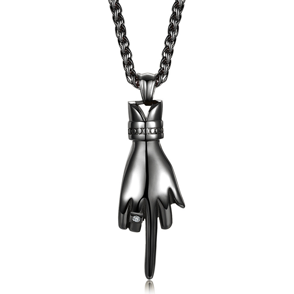 Hip-Hop Rap Vertical Middle Finger Stainless Steel Pendant