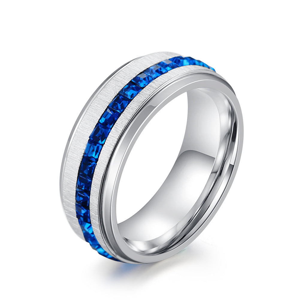 Circle Square Zircon Brushed Ring – Men's Matte