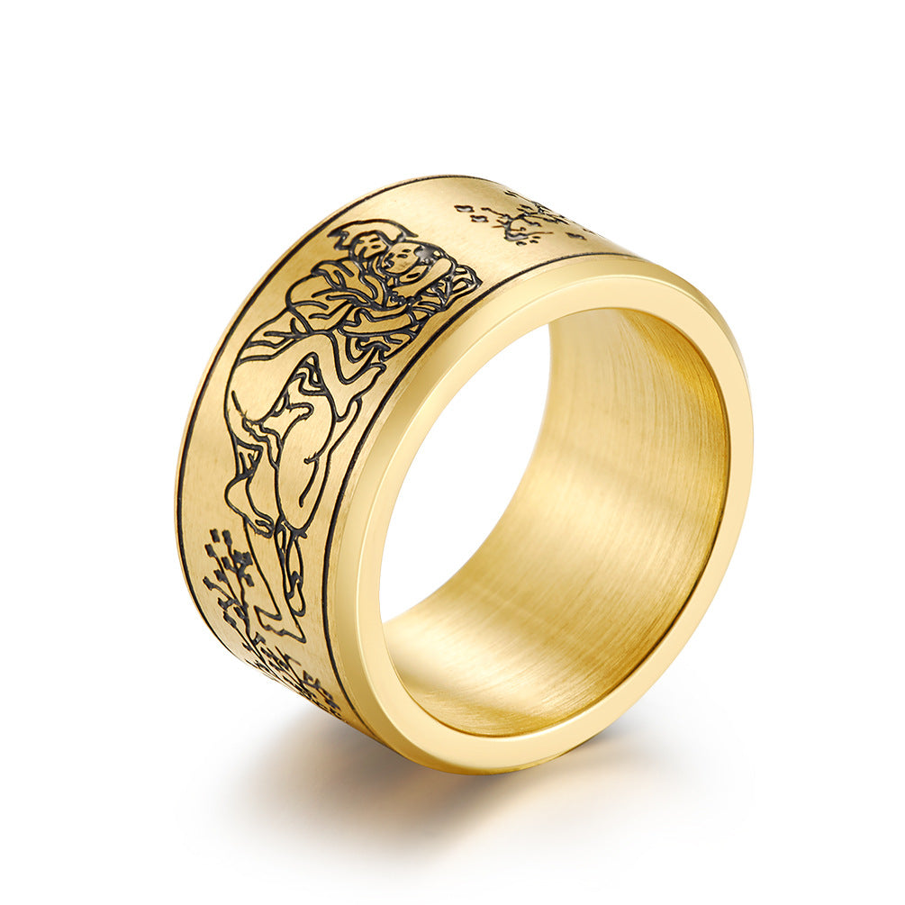 Matte Spring Design Stainless Steel Ring