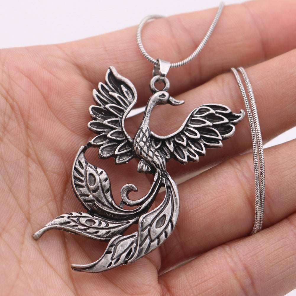 Viking Fire Phoenix Vintage Bird Necklace - Norse Legacy Collection