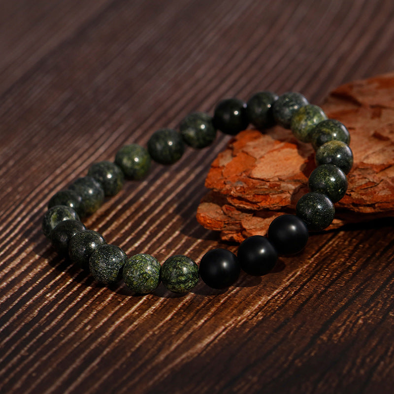 Couple's Matte Black Agate Buddha Bead Bracelets for Men and Women
