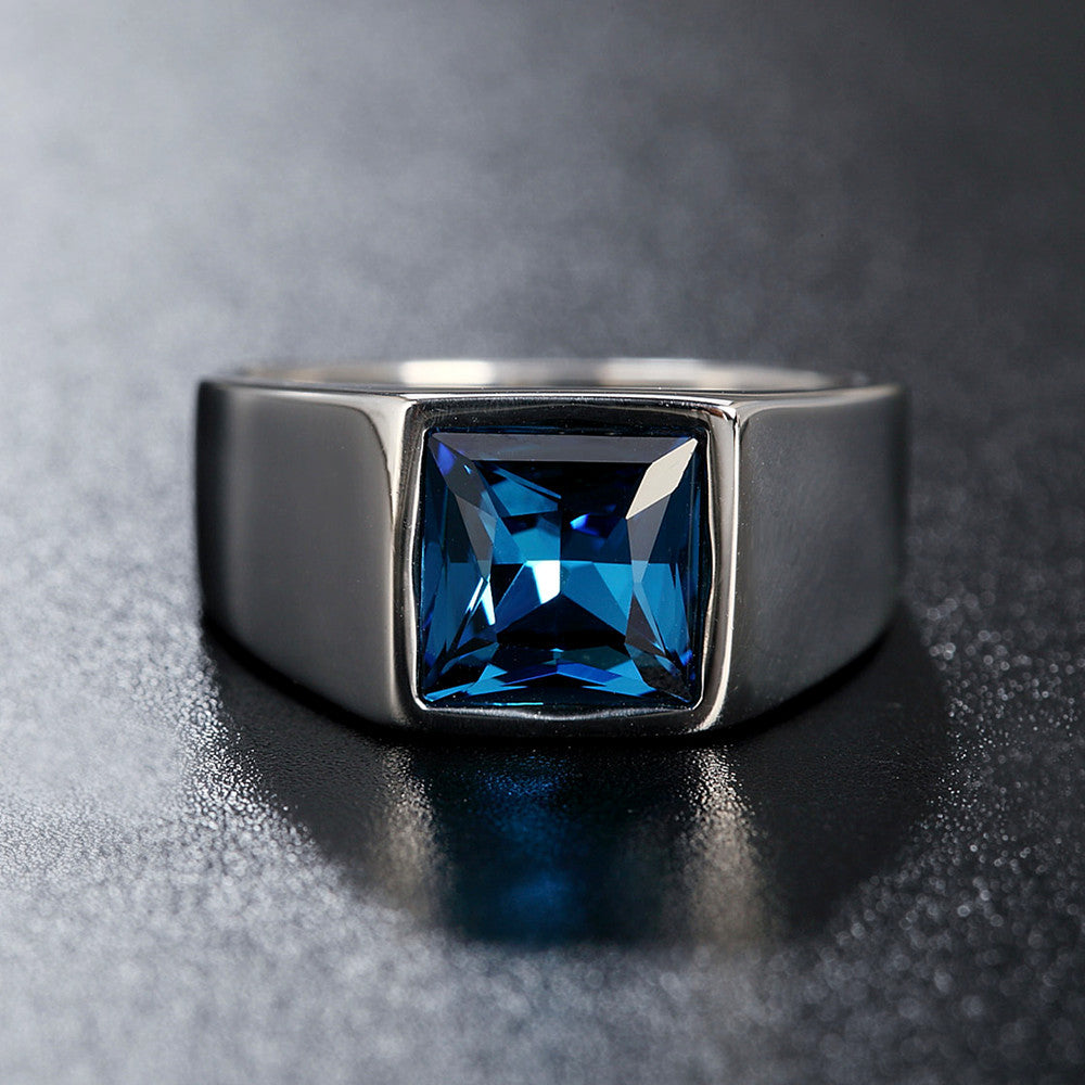 Planderful Zircon Inlaid Titanium Steel Ring Unisex Everyday Genie Durable Protection Statement
