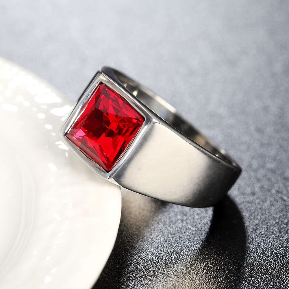 Planderful Zircon Inlaid Titanium Steel Ring Unisex Everyday Genie Durable Protection Statement