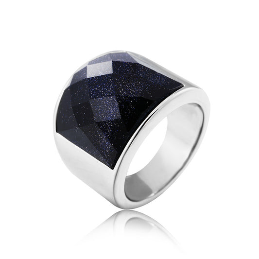 Planderful Titanium Steel Ring For Men Unisex Gemstone Jewelry Modern European American Style Protection