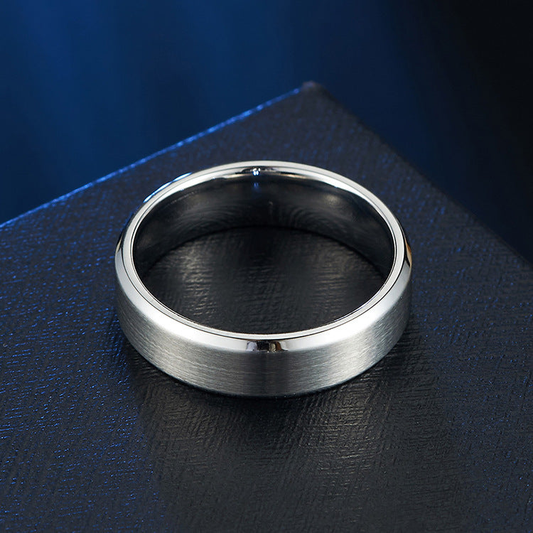 Simple Matte Brushed Fan Ring for Couples Wedding Engagement