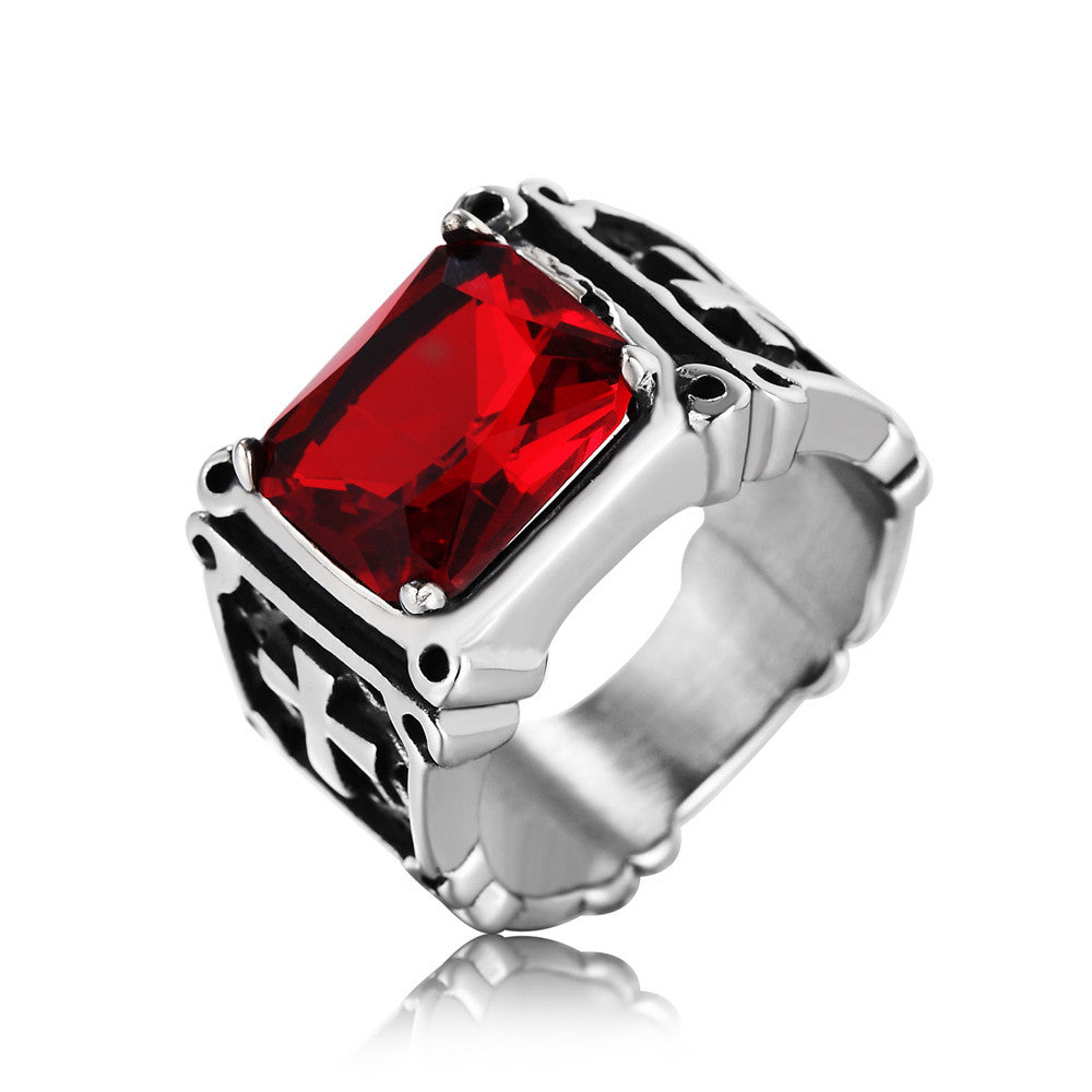 Planderful Zircon Cross Ring Titanium Steel Unisex Protection Jewelry for Him Bold Everyday
