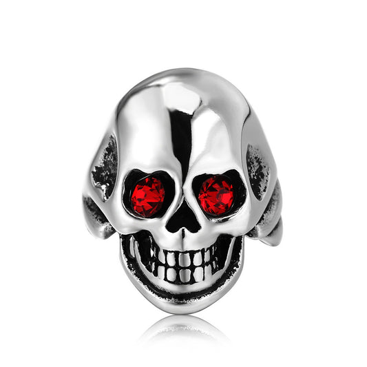 Halloween Skull Zircon Titanium Steel Ring for Men