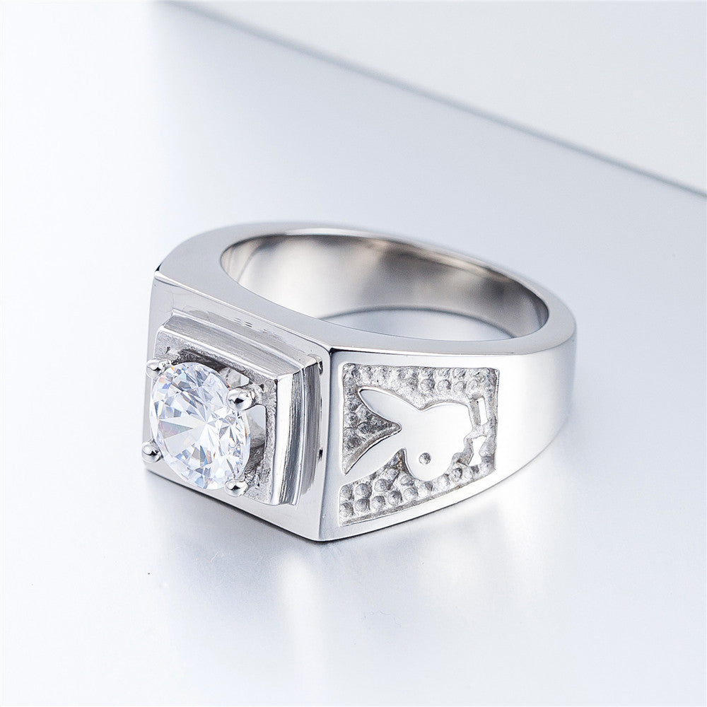 Personalized Men's Titanium Steel Zircon Wedding Ring