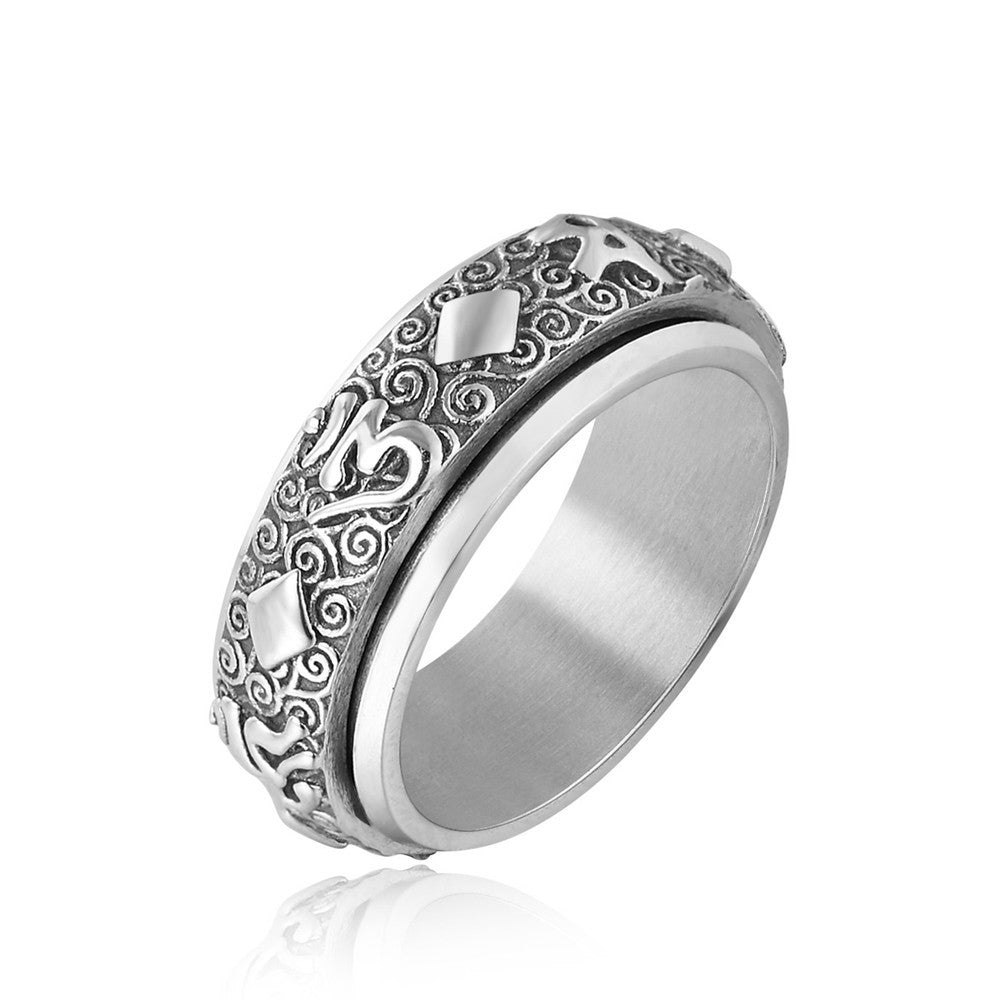 Mantra Six Character True Word Titanium Steel Ring