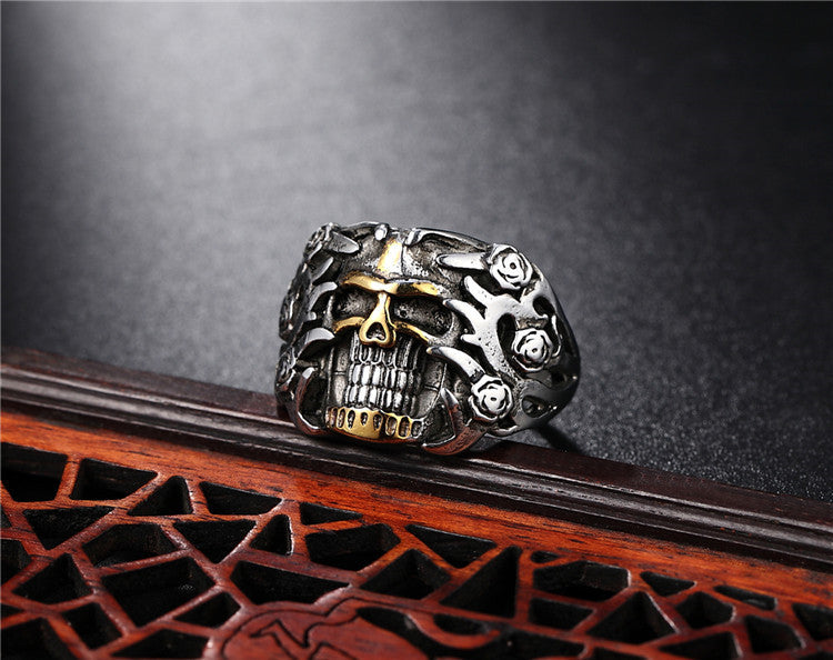 Rose Skull Titanium Steel Ring