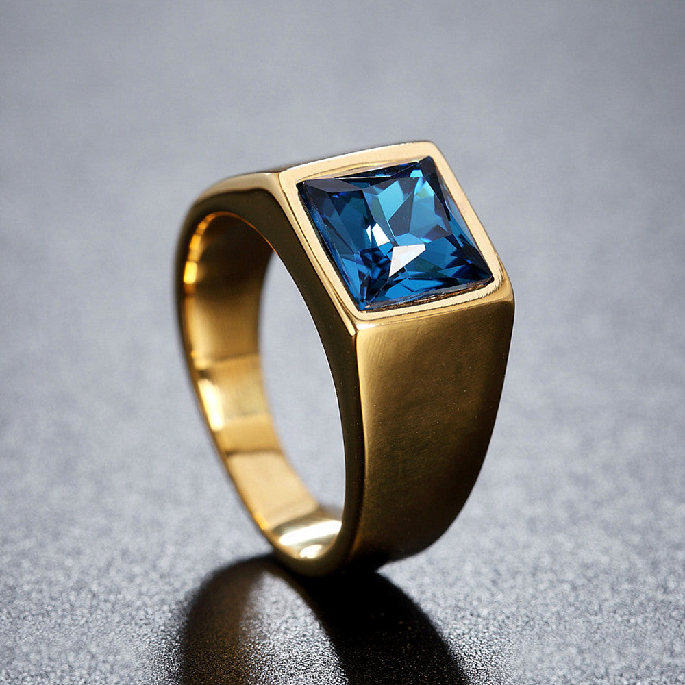 Planderful Zircon Inlaid Titanium Steel Ring Unisex Everyday Genie Durable Protection Statement