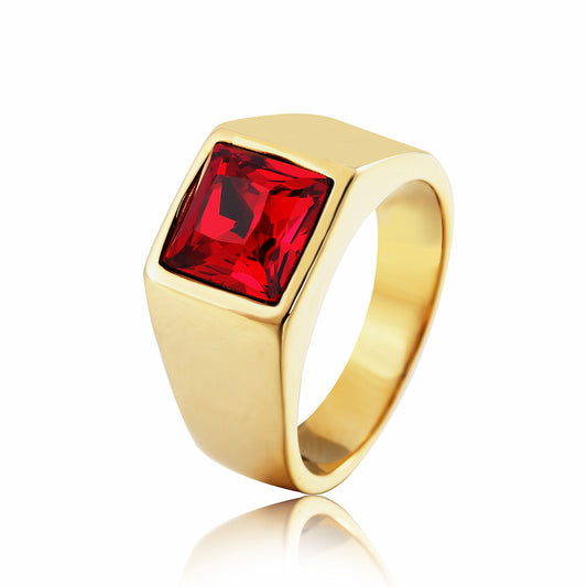 Planderful Zircon Inlaid Titanium Steel Ring Unisex Everyday Genie Durable Protection Statement