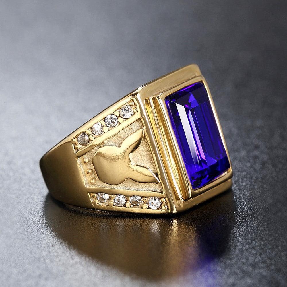 Planderful Premium Titanium Steel Ring For Men And Unisex With Zircon Gold Accent And Personalization