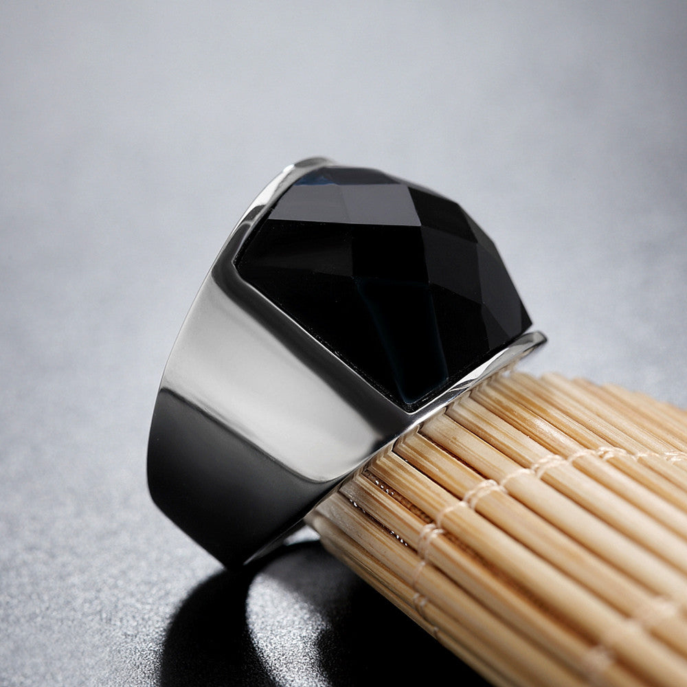 Planderful Titanium Steel Ring For Men Unisex Gemstone Jewelry Modern European American Style Protection