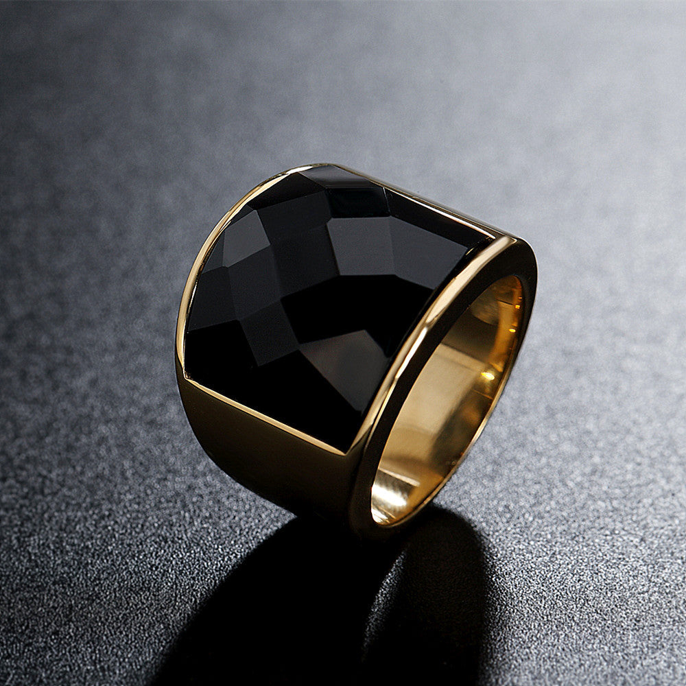 Planderful Titanium Steel Ring For Men Unisex Gemstone Jewelry Modern European American Style Protection