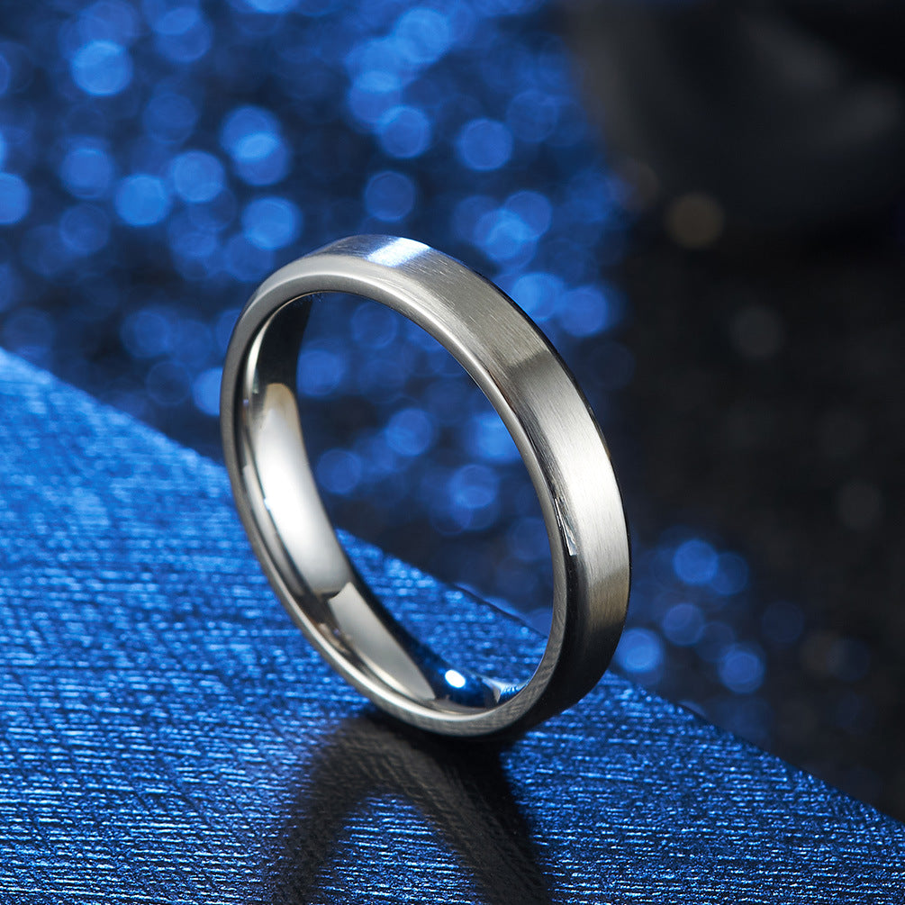 Simple Matte Brushed Fan Ring for Couples Wedding Engagement