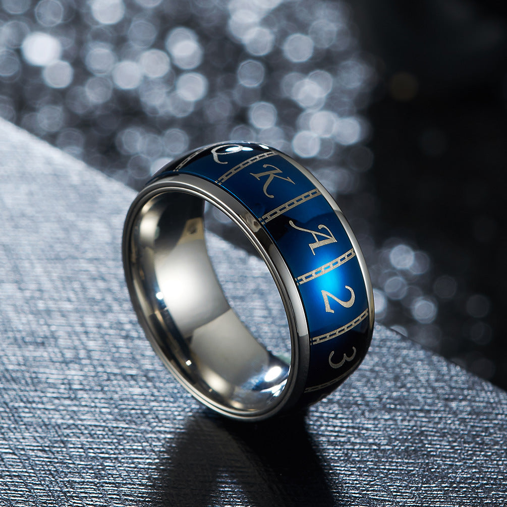 Poker Digital Pattern Ring – Stainless Steel Rotatable Fun – Birthday Gift Novelty