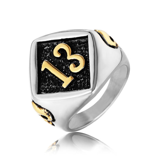 Punk Number 13 Skull Titanium Steel Ring