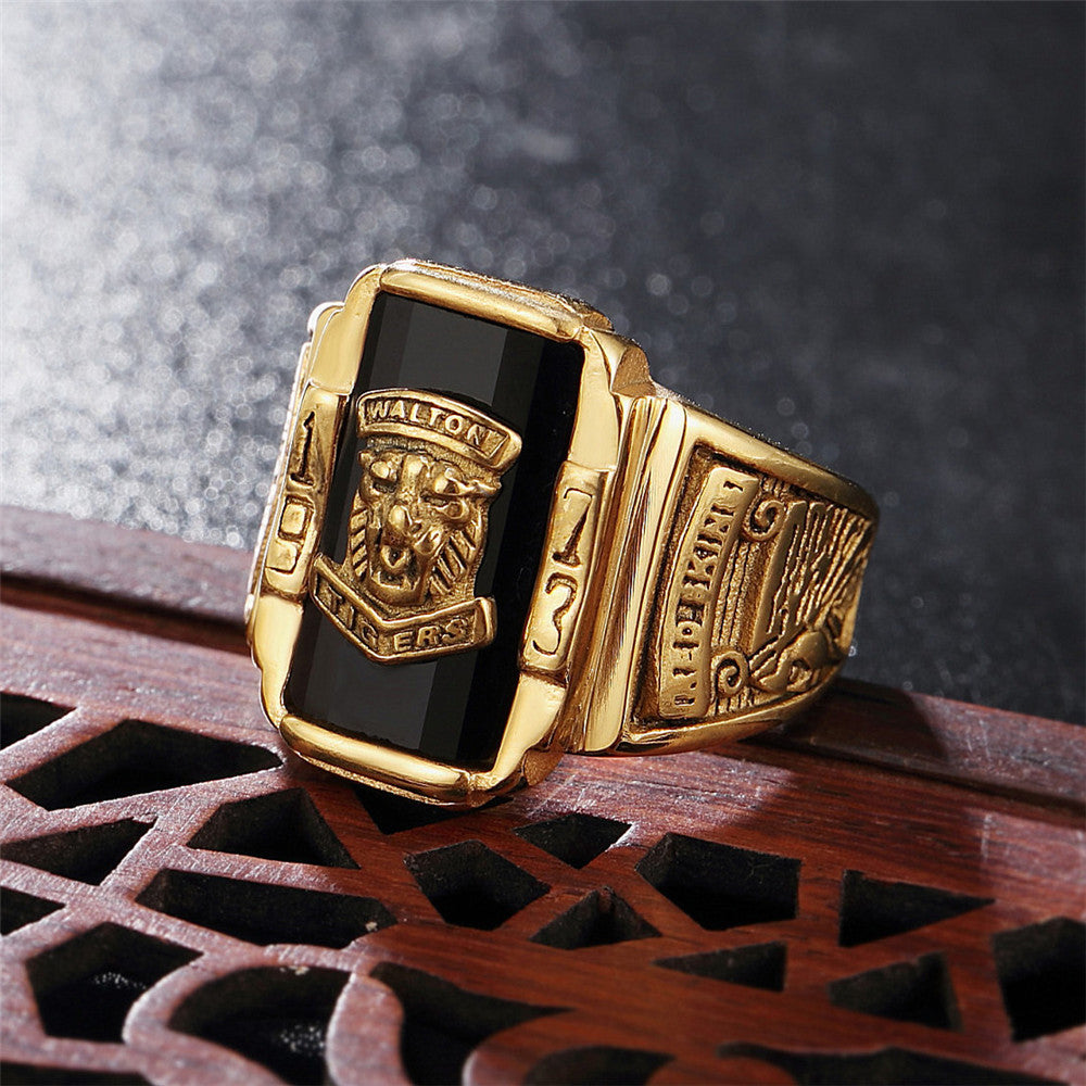 Planderful Titanium Steel Ring 20mm Walton Tiger Head Unisex Statement Jewelry For Men And Women