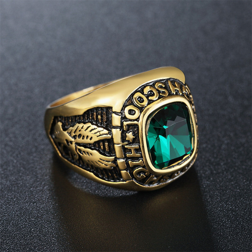 Gold Double Eagle Ring With Zircon Unisex Bold Protection Statement Planderful Everyday Genie