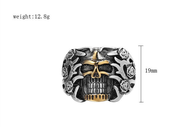 Rose Skull Titanium Steel Ring