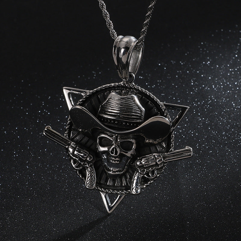 Personalized Navy Style Pirate Captain Pendant - Men's Titanium Steel Punk Jewelry