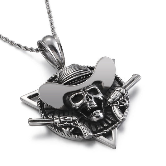 Personalized Navy Style Pirate Captain Pendant - Men's Titanium Steel Punk Jewelry