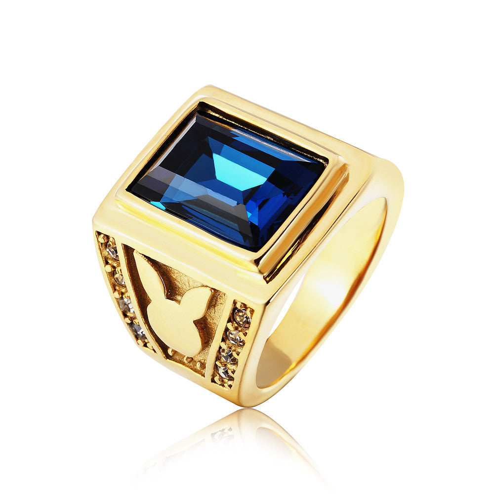 Planderful Premium Titanium Steel Ring For Men And Unisex With Zircon Gold Accent And Personalization