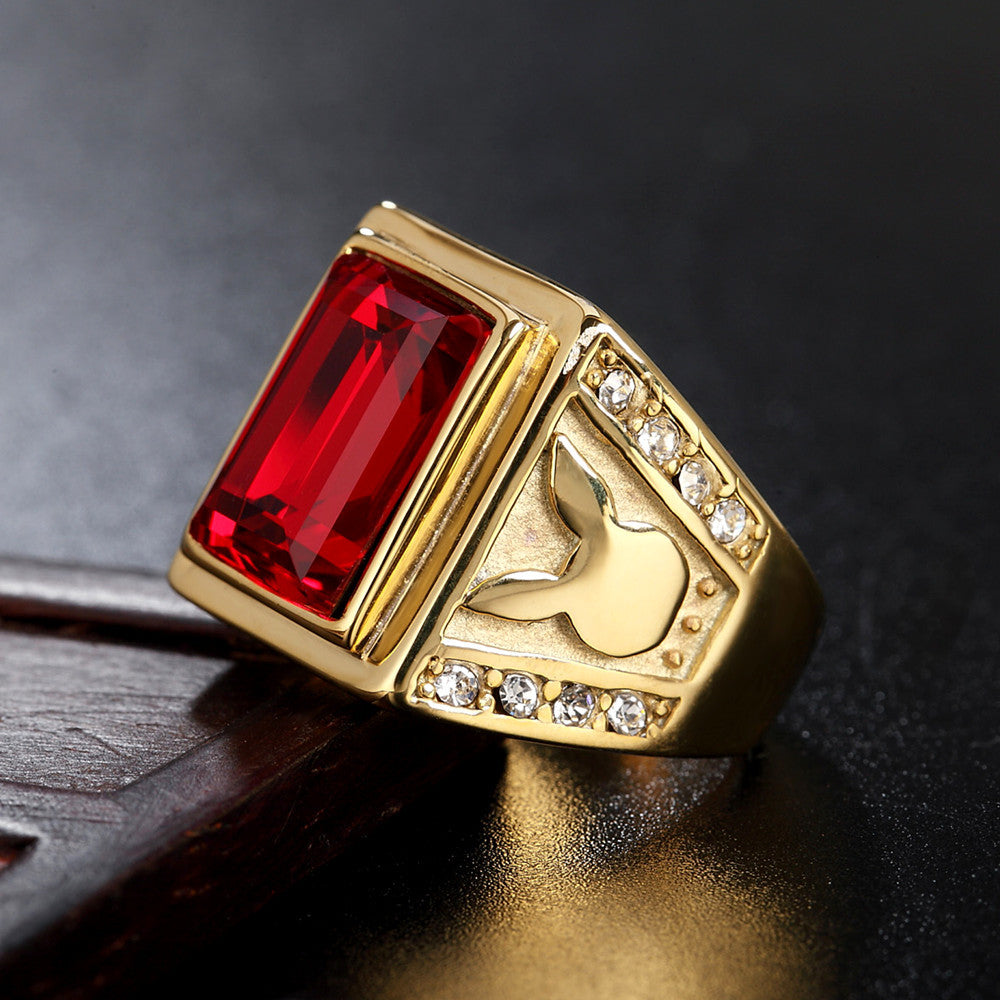 Planderful Premium Titanium Steel Ring For Men And Unisex With Zircon Gold Accent And Personalization