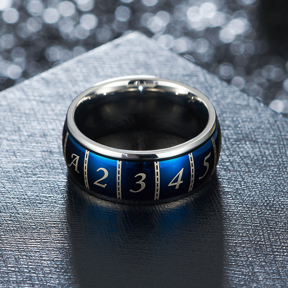 Poker Digital Pattern Ring – Stainless Steel Rotatable Fun – Birthday Gift Novelty