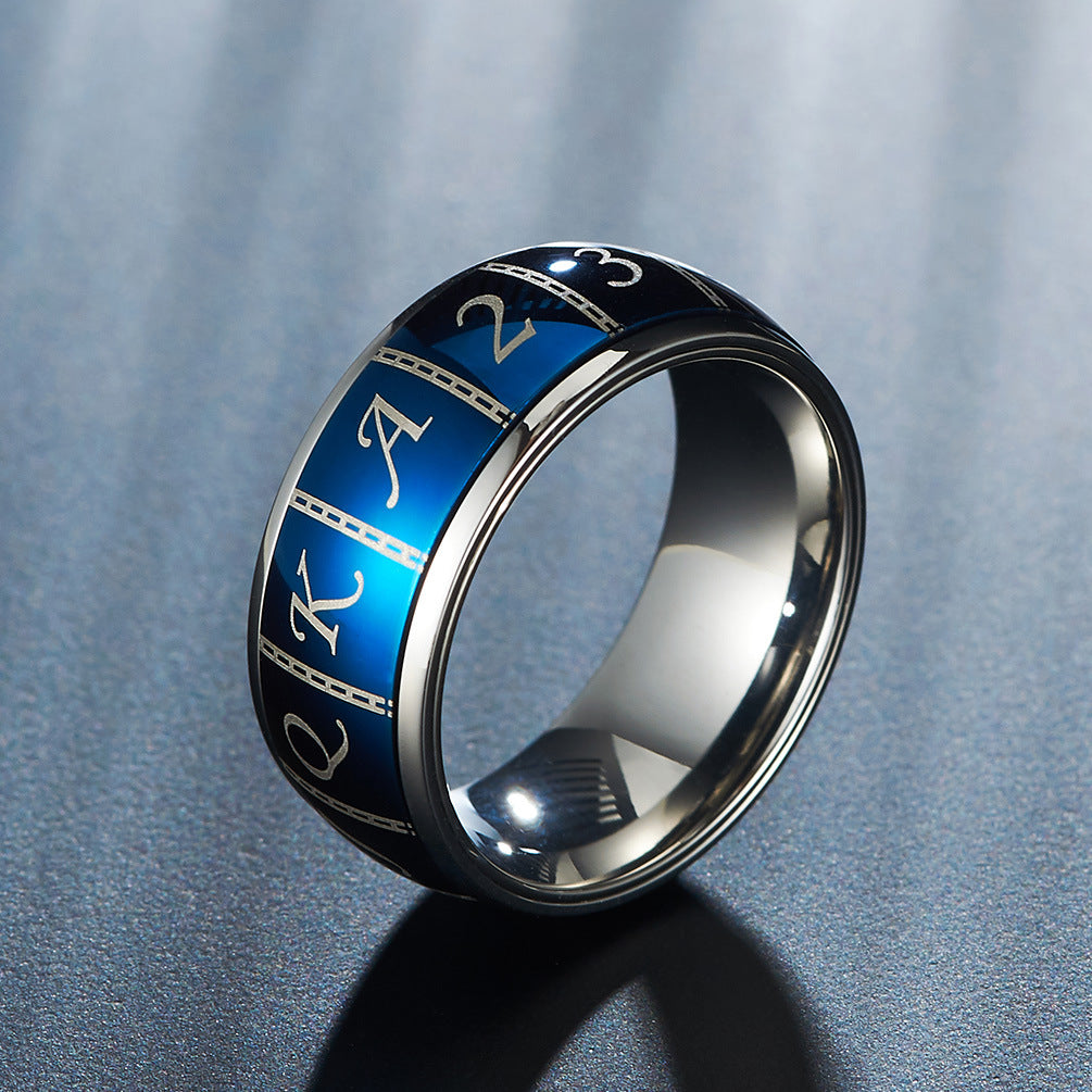 Poker Digital Pattern Ring in Stainless Steel for Men