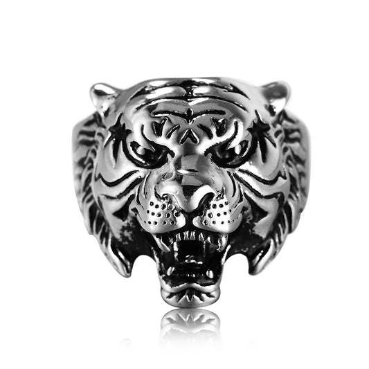 Tiger Head Titanium Steel Ring for Men