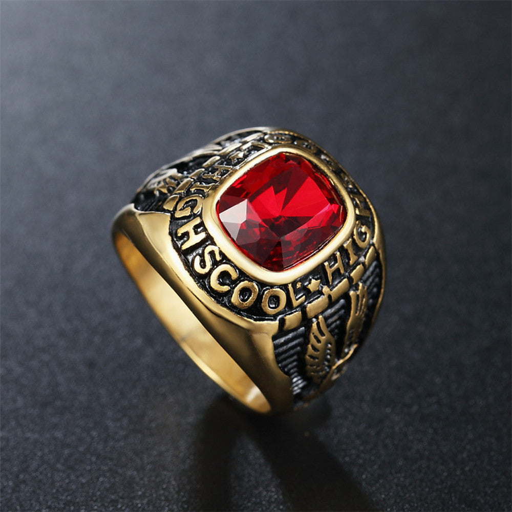 Gold Double Eagle Ring With Zircon Unisex Bold Protection Statement Planderful Everyday Genie